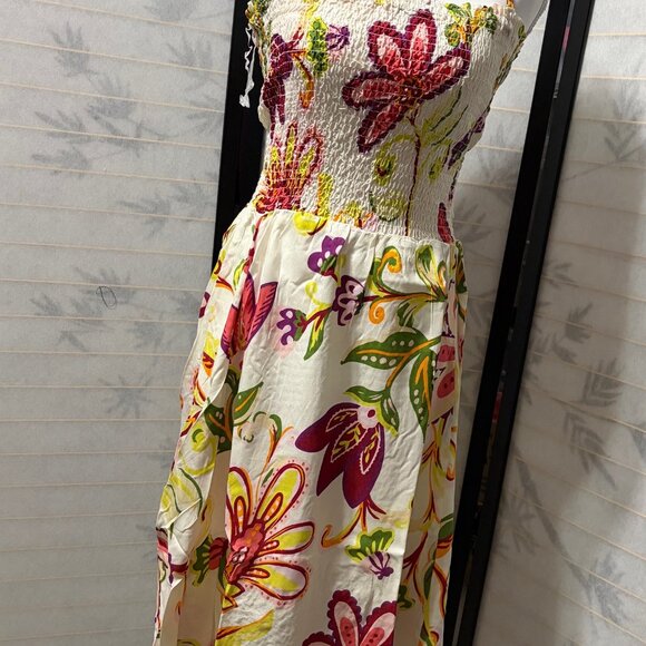 Love Floral Smocked Midi Sundress 3X Plus Boho Rayon Strappy Handkerchief Hem - Picture 2 of 9